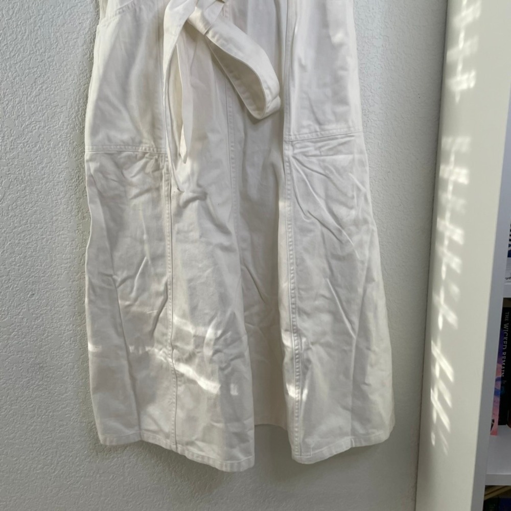 Sundance White Denim Dress Size 16 Sleeveless V Neck Midi with Belt Pockets - Picture 4 of 14